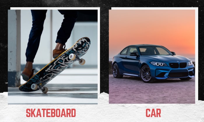 skateboard vs car